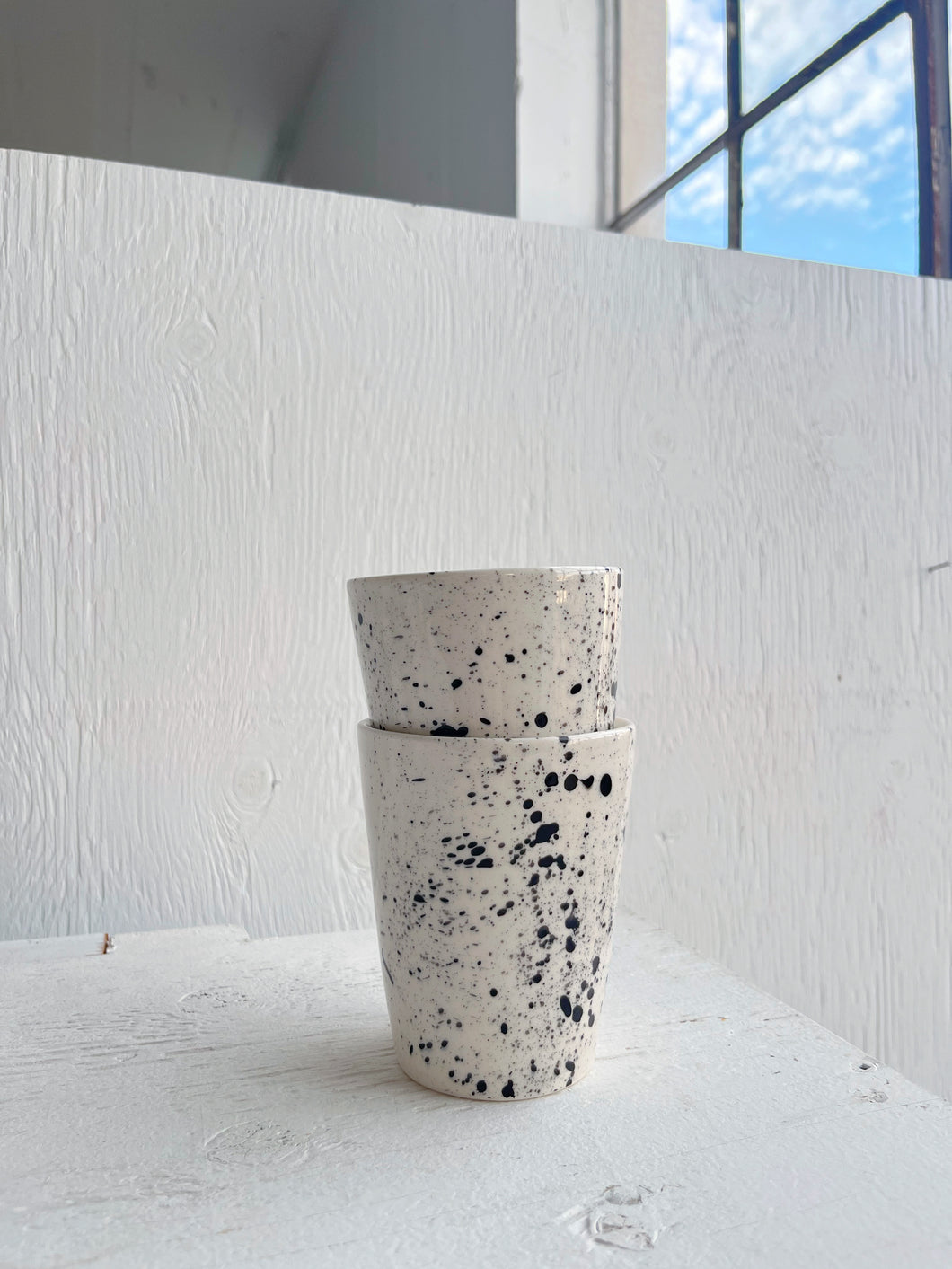 Black & White Paint Splatter Tumbler/Travel Cup - Ready to Ship