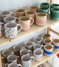 Load image into Gallery viewer, Blue, Peach &amp; Salmon Wave Mugs - Holiday Pre-Order
